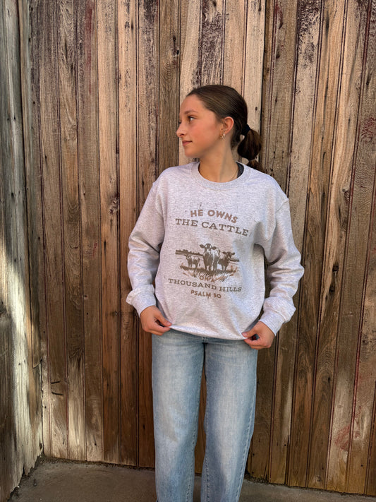 He Owns The Cattle Crewneck