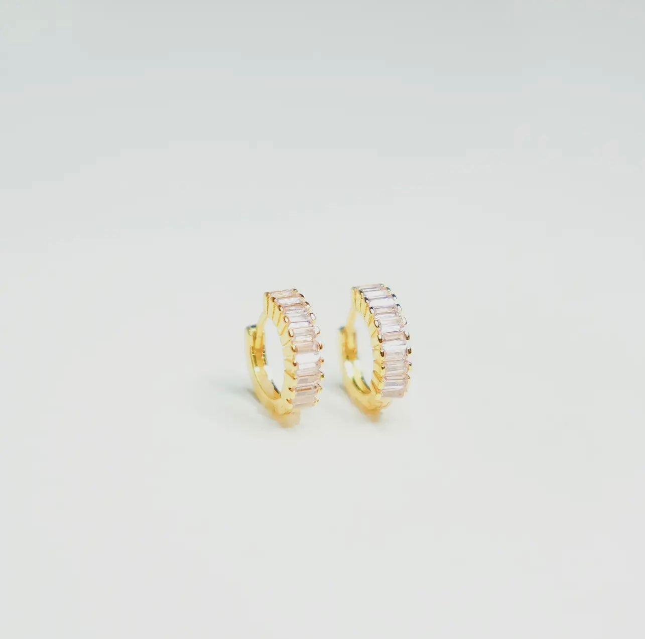 Light pink diamond hoop earrings
