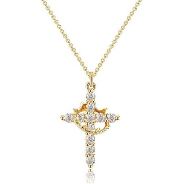 Diamond Cross With Crown