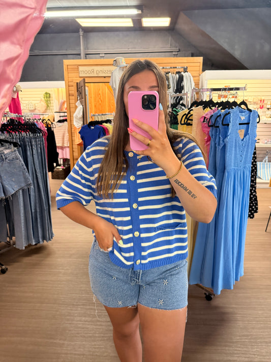 Stripe Button Top