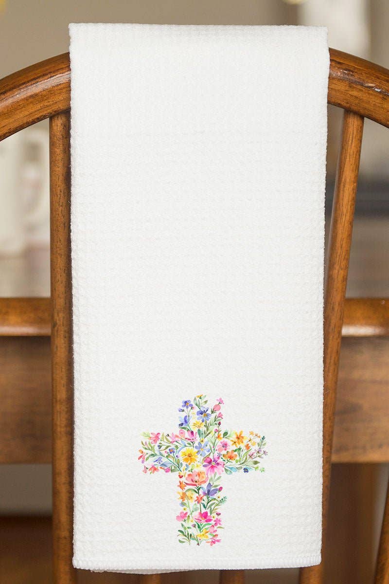 Floral Cross Kitchen Towel