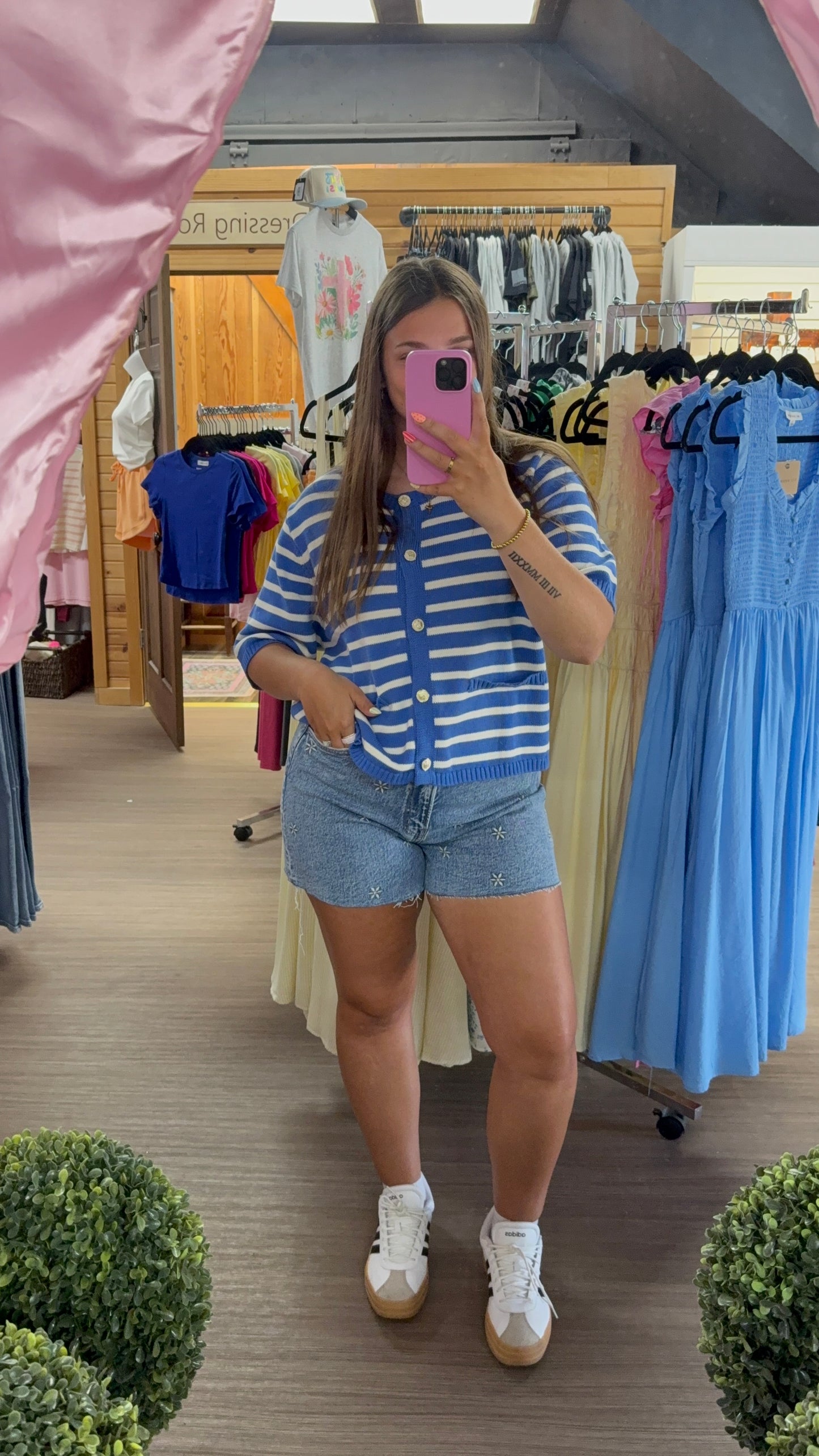 Stripe Button Top