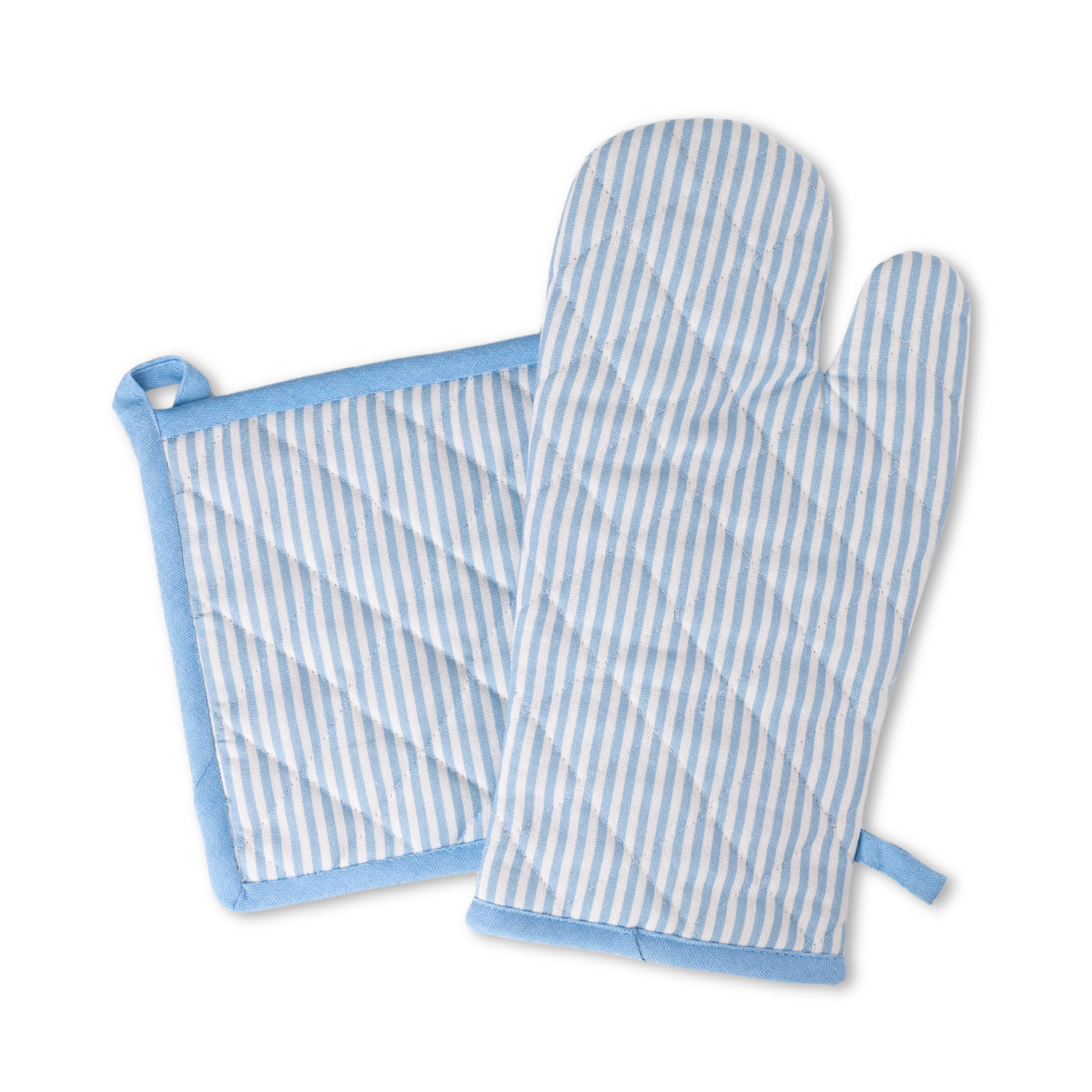 Blue Stripes Oven Mitt and Potholder Set