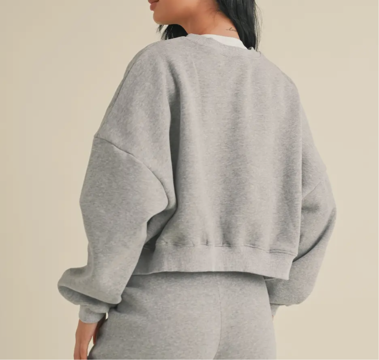 Cropped oversized crewneck
