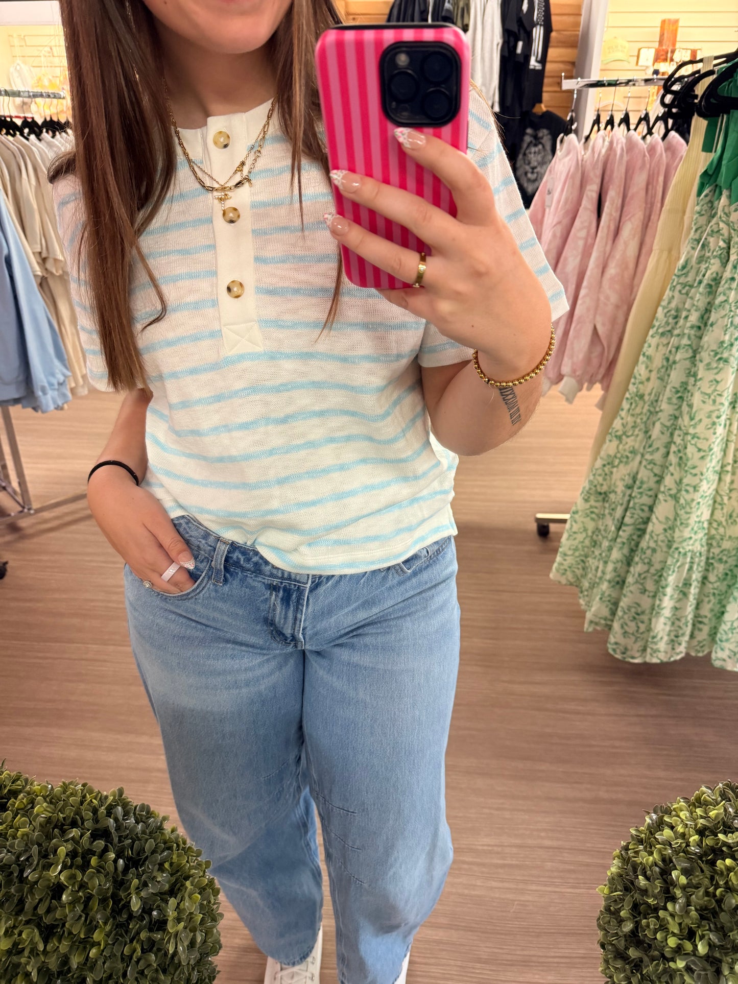 Blue Striped Button Up