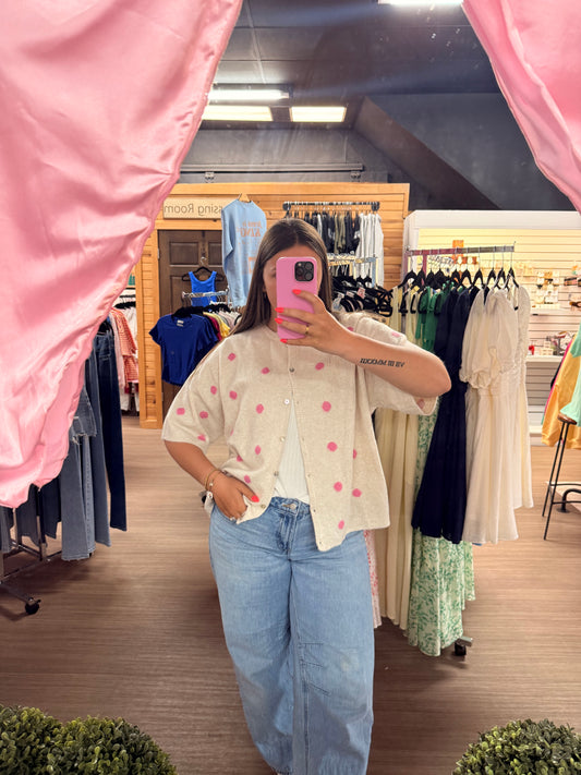 Pink Polka Dot Cardigan