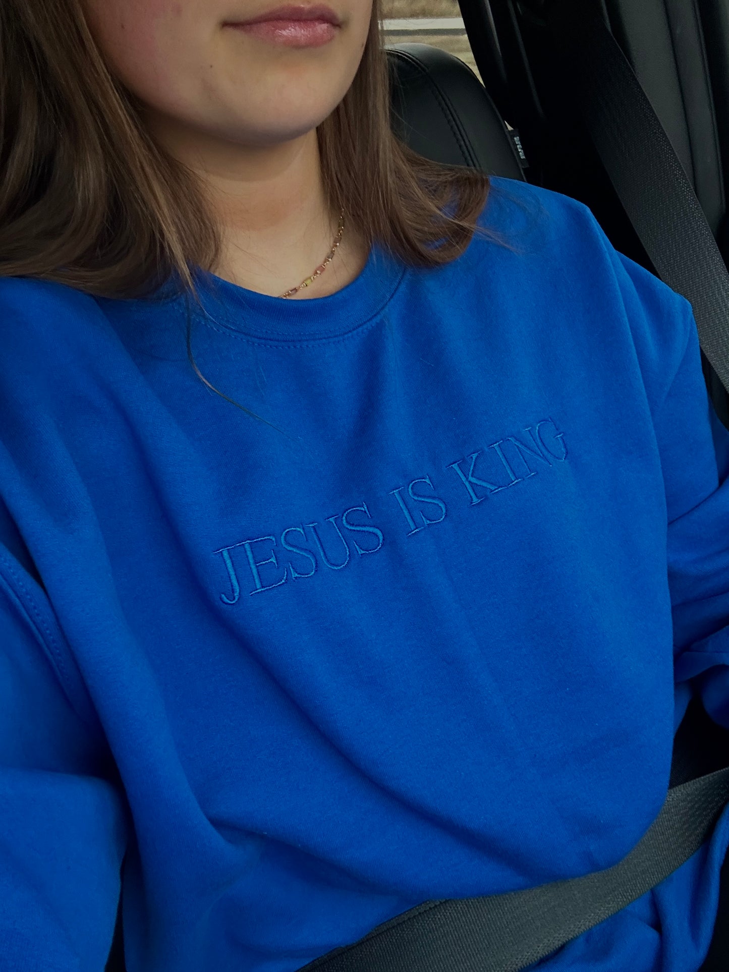 Jesus is King embroidered crewneck