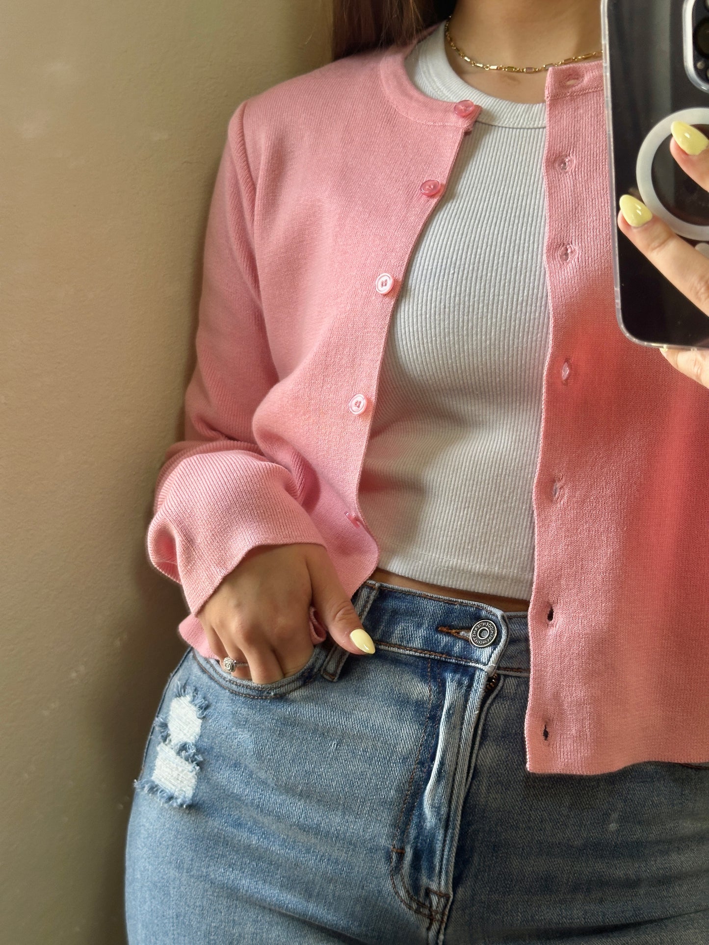 Pink Button cardigan