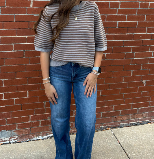 Dark Wash Hem Jeans