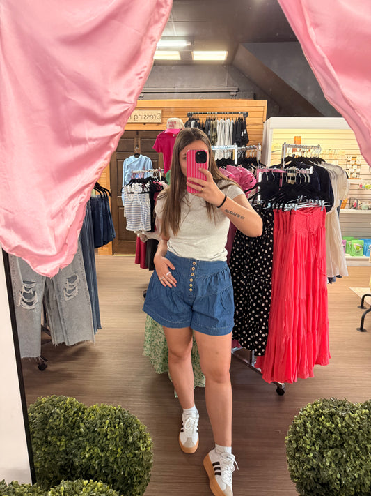 Tiered Denim Shorts