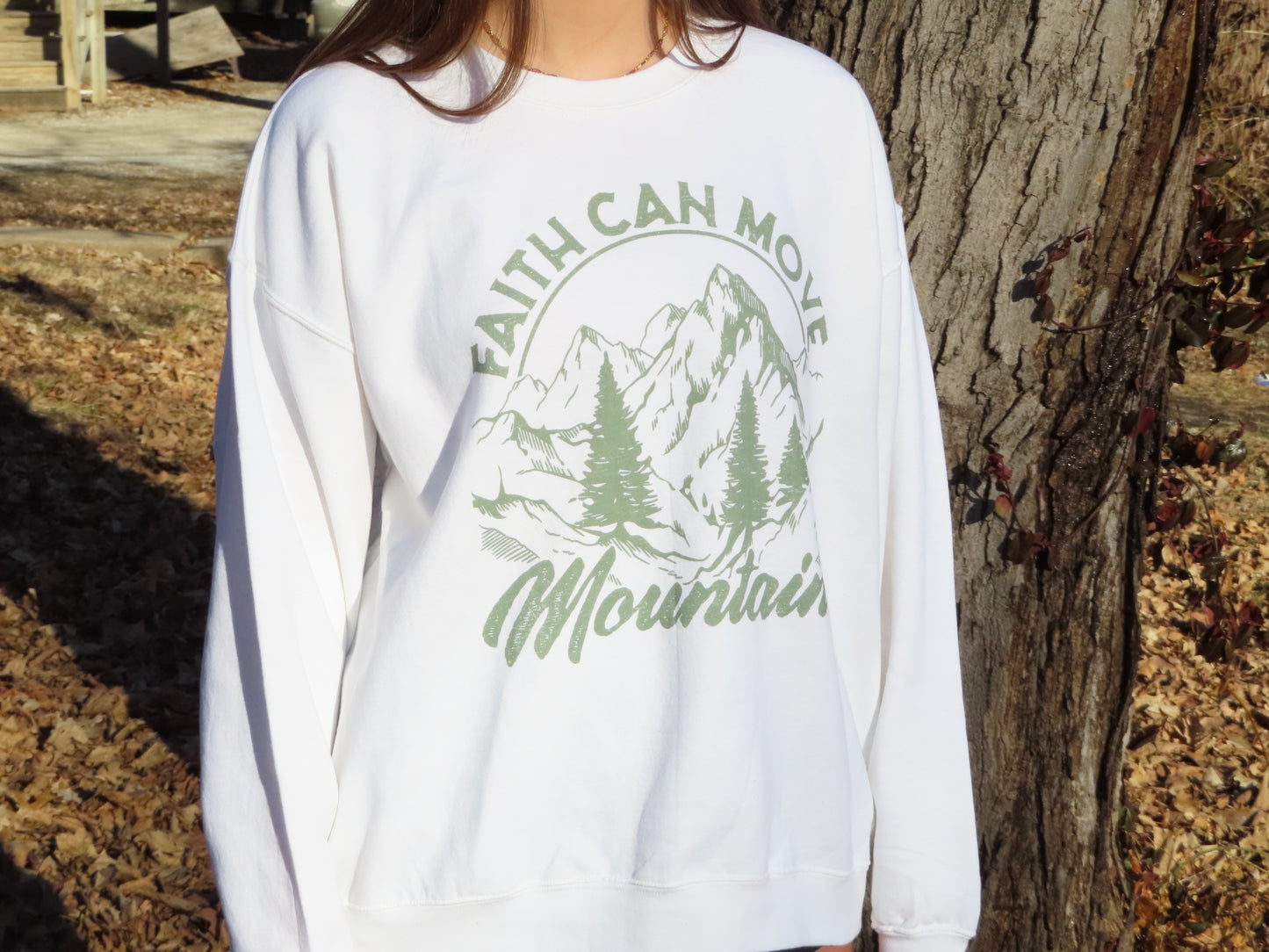 Faith can move mountains crewneck