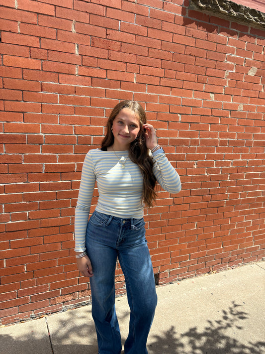 Boat Neck Stripe Top