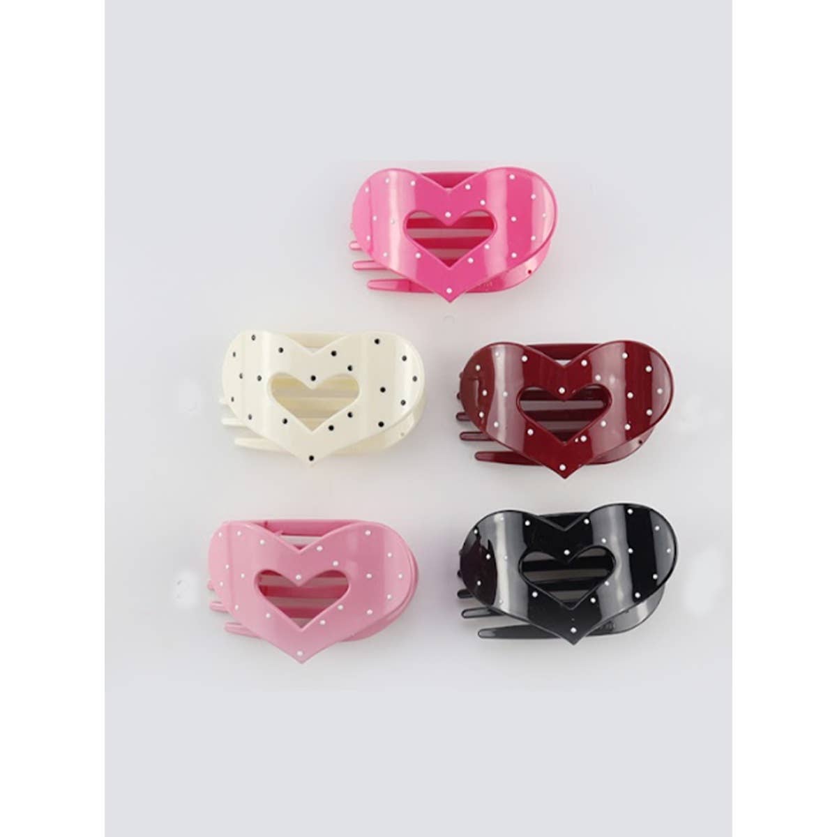 Polka Dot Heart Flat Claw Clip