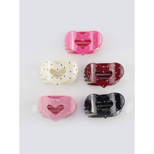 Polka Dot Heart Flat Claw Clip