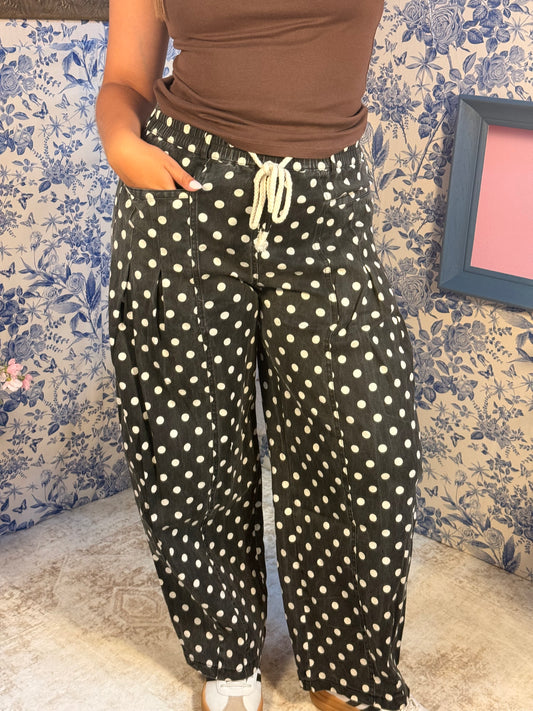 Polka Dot Barrel Pants