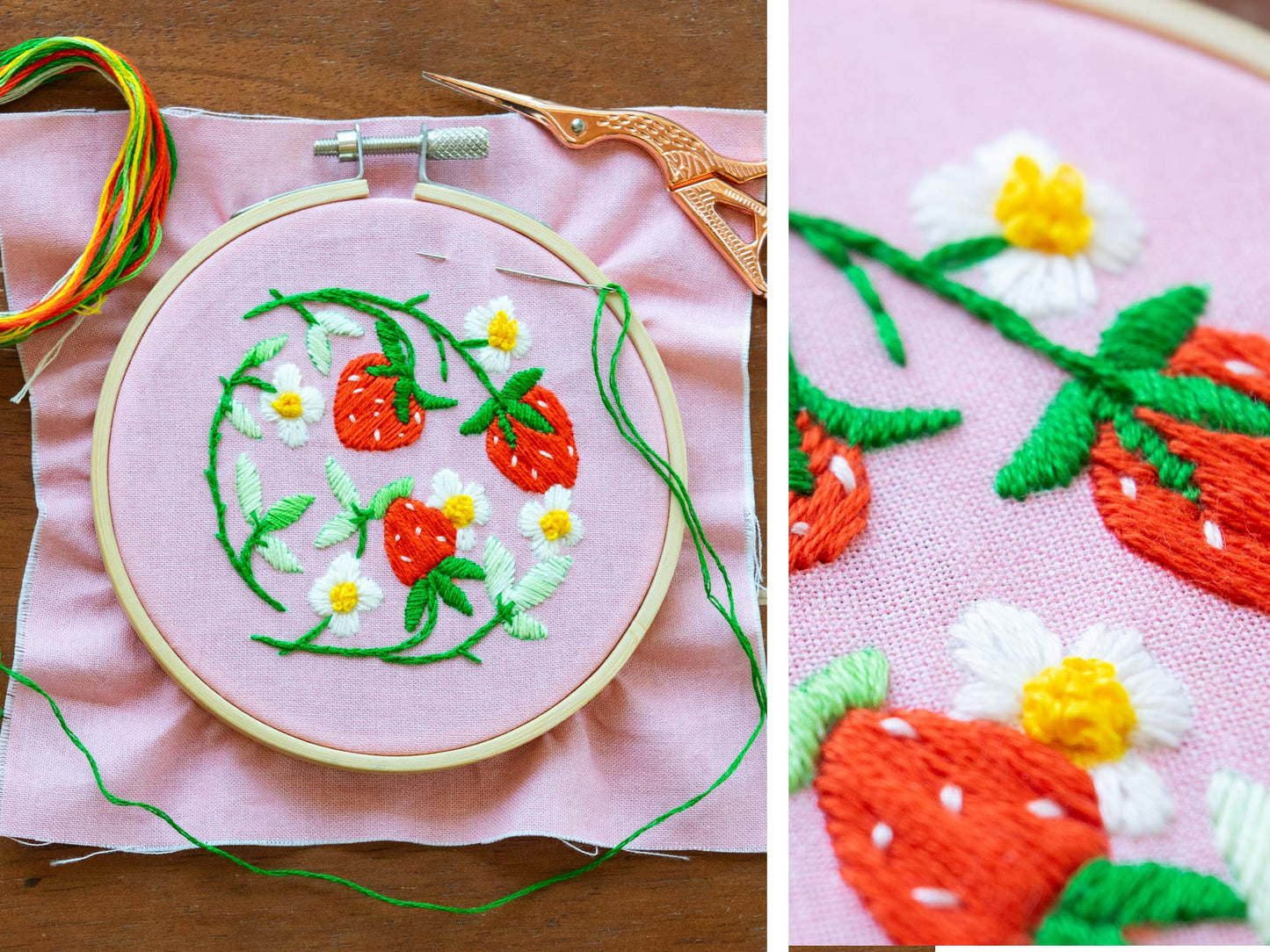 Strawberries Embroidered Kit