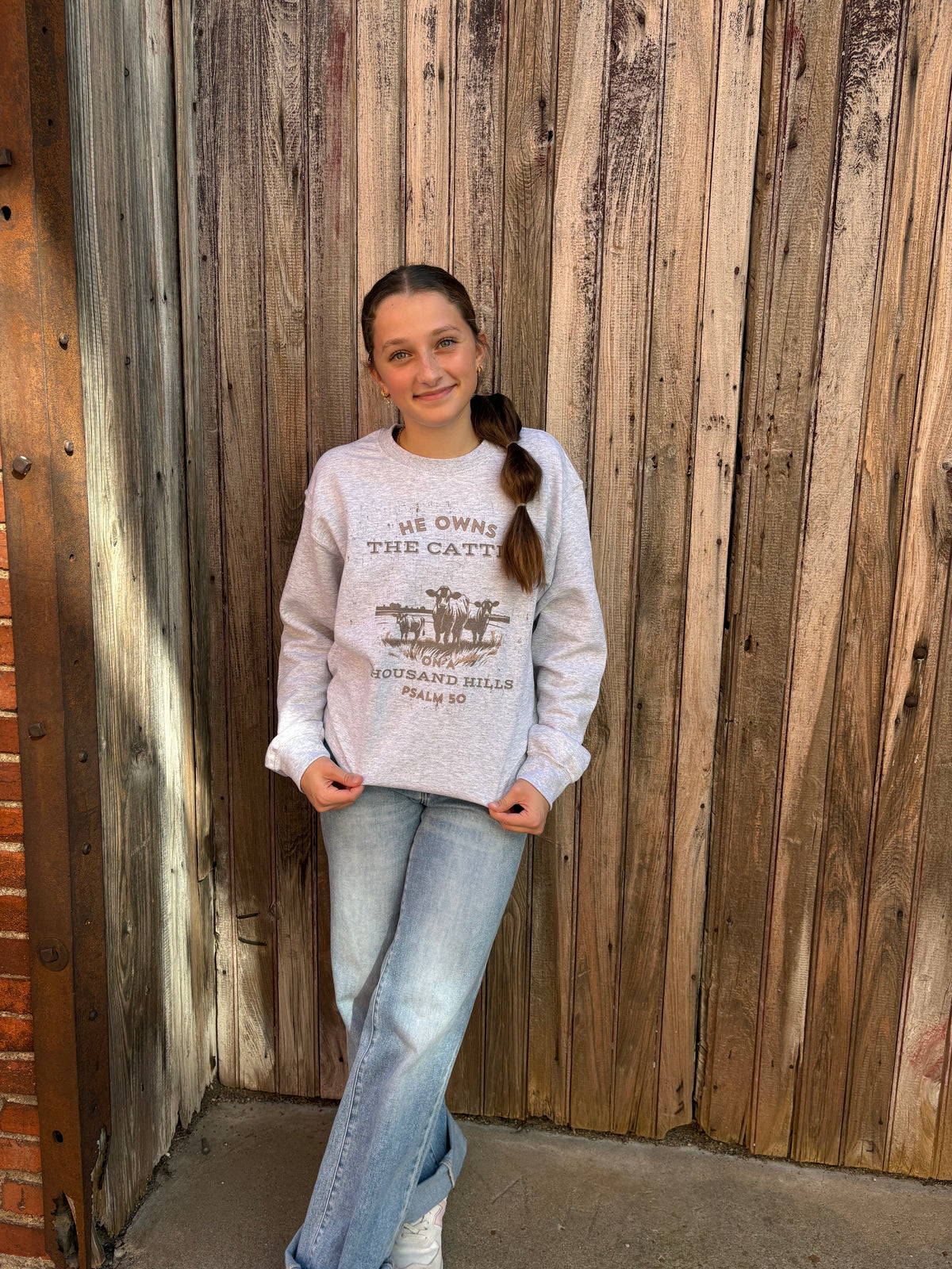 He Owns The Cattle Crewneck
