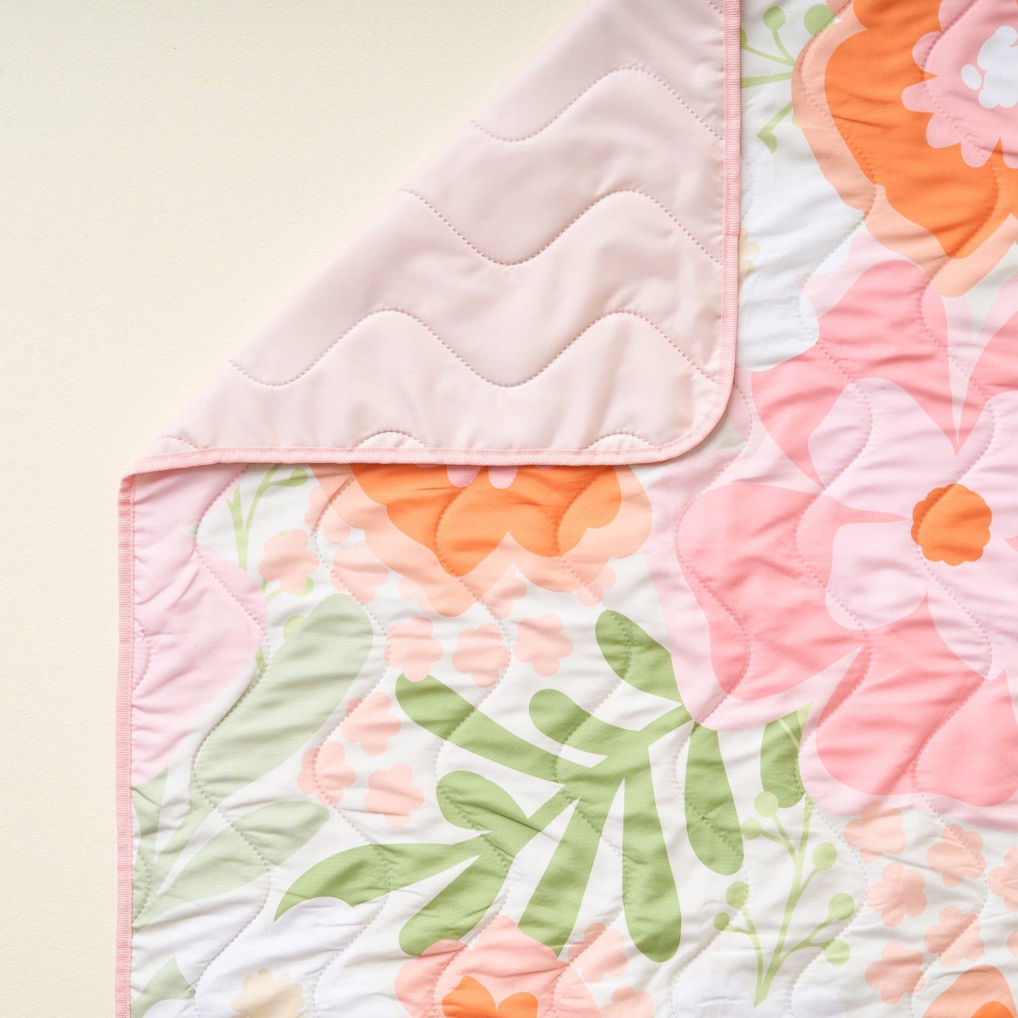 Quilted Blanket-Blooms Pink Orange