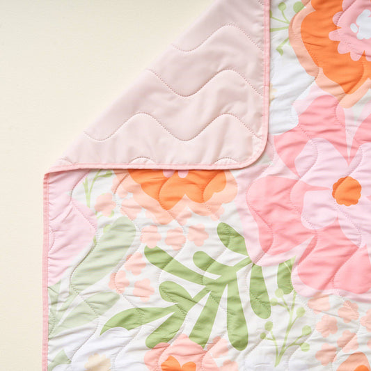 Quilted Blanket-Blooms Pink Orange