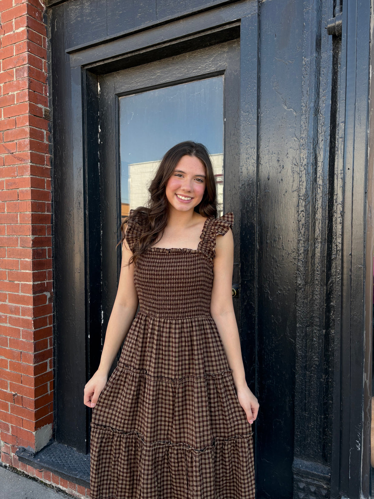Brown Plaid Dress
