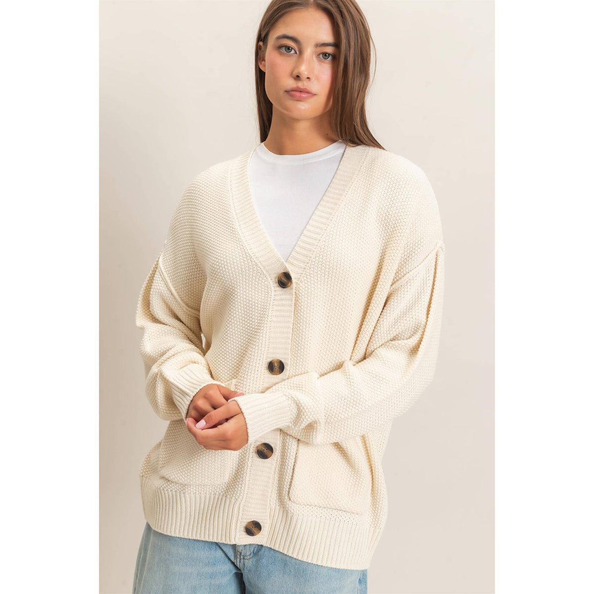 Cream Oversized Cardigan