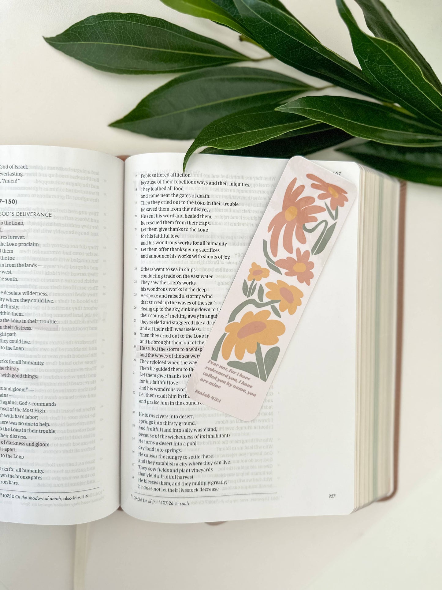 Isaiah 43:1 Floral bookmark
