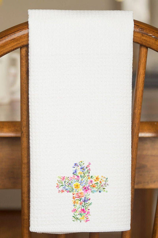 Floral Cross Kitchen Towel
