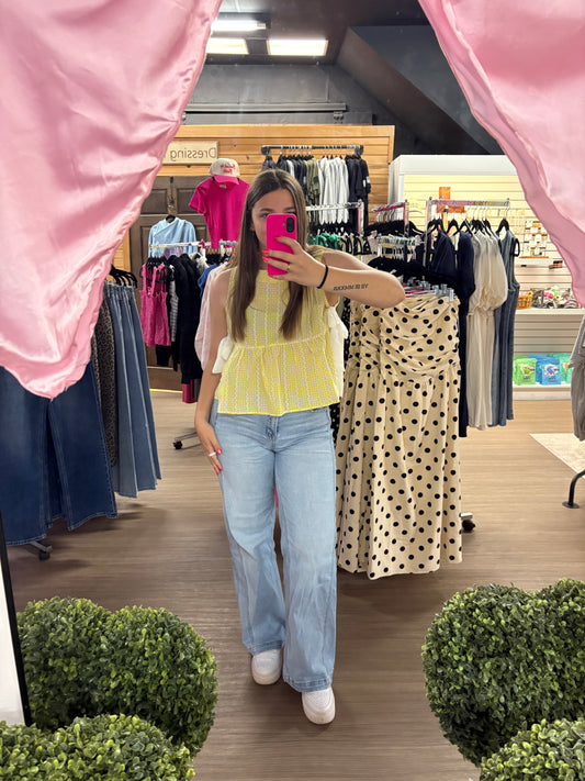 Daisy Yellow Peplum Top