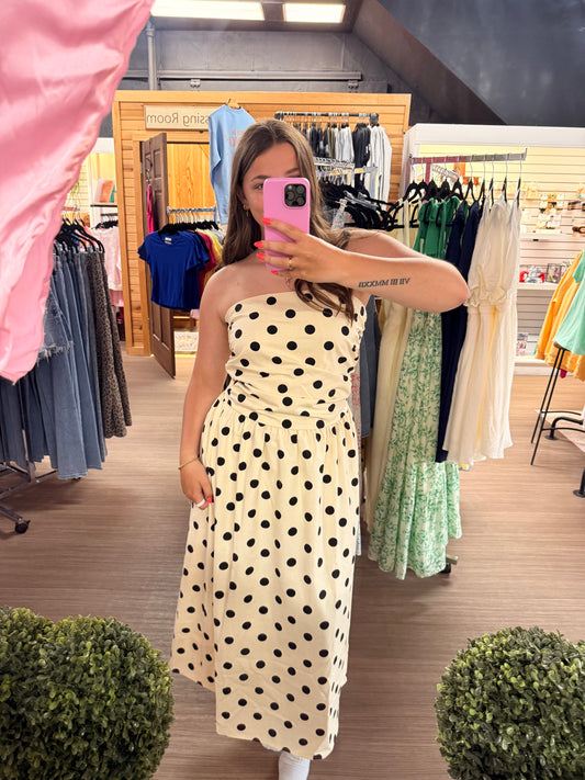 Polka Dot Strapless Dress