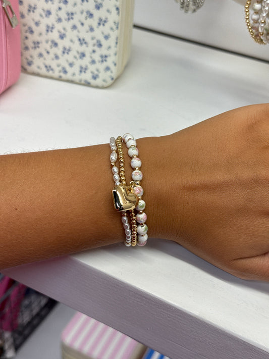 Pearl and Gold Bracelet Stack