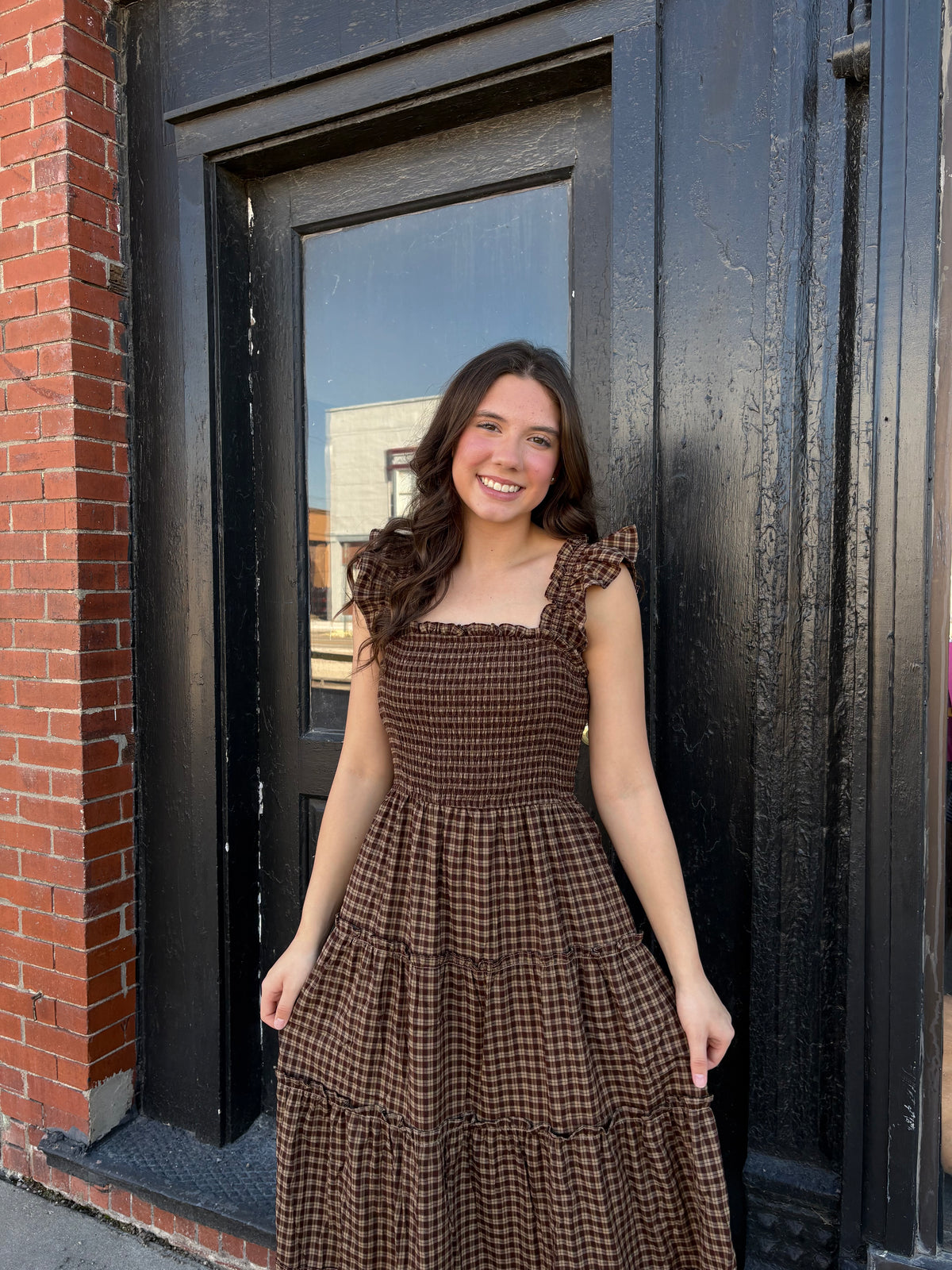 Brown Plaid Dress