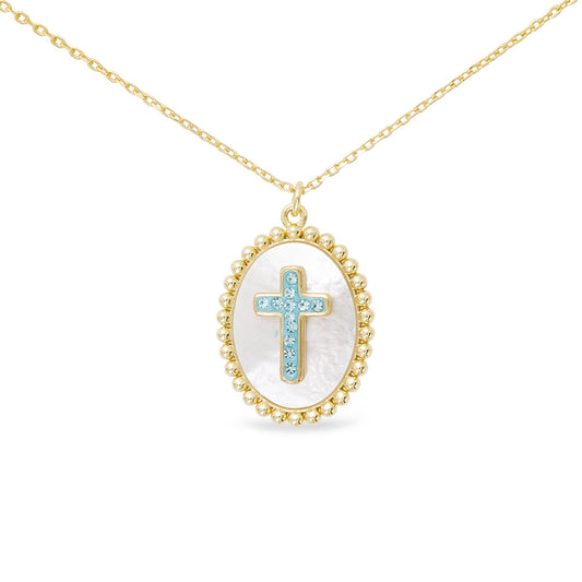 Oval Blue Cross Necklace