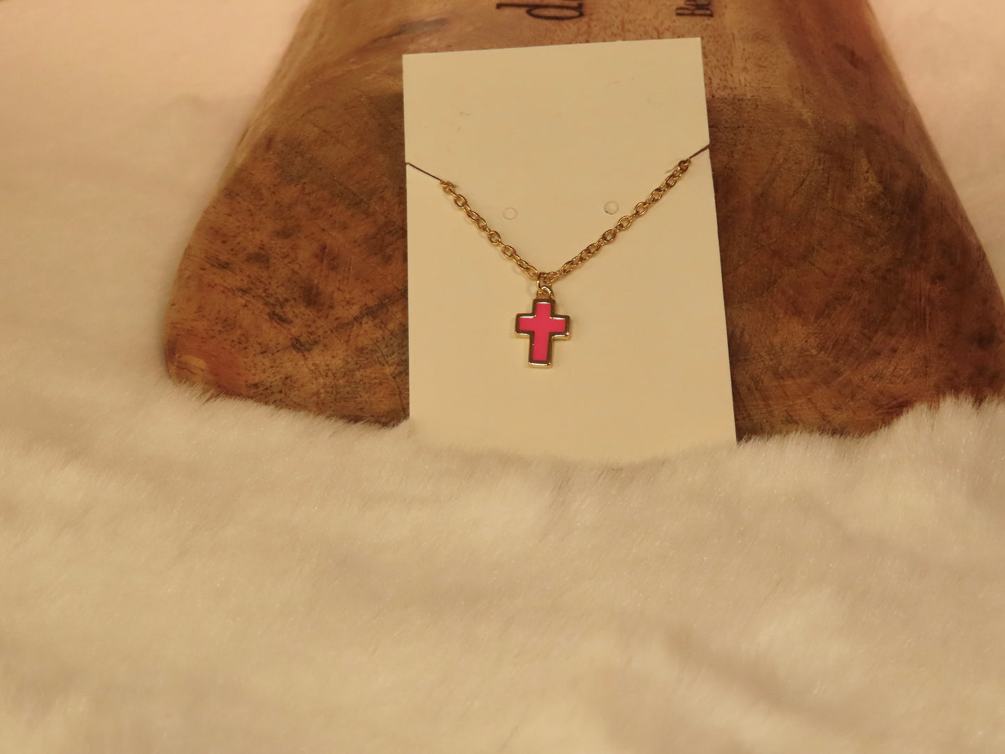 Colored cross necklace- gold