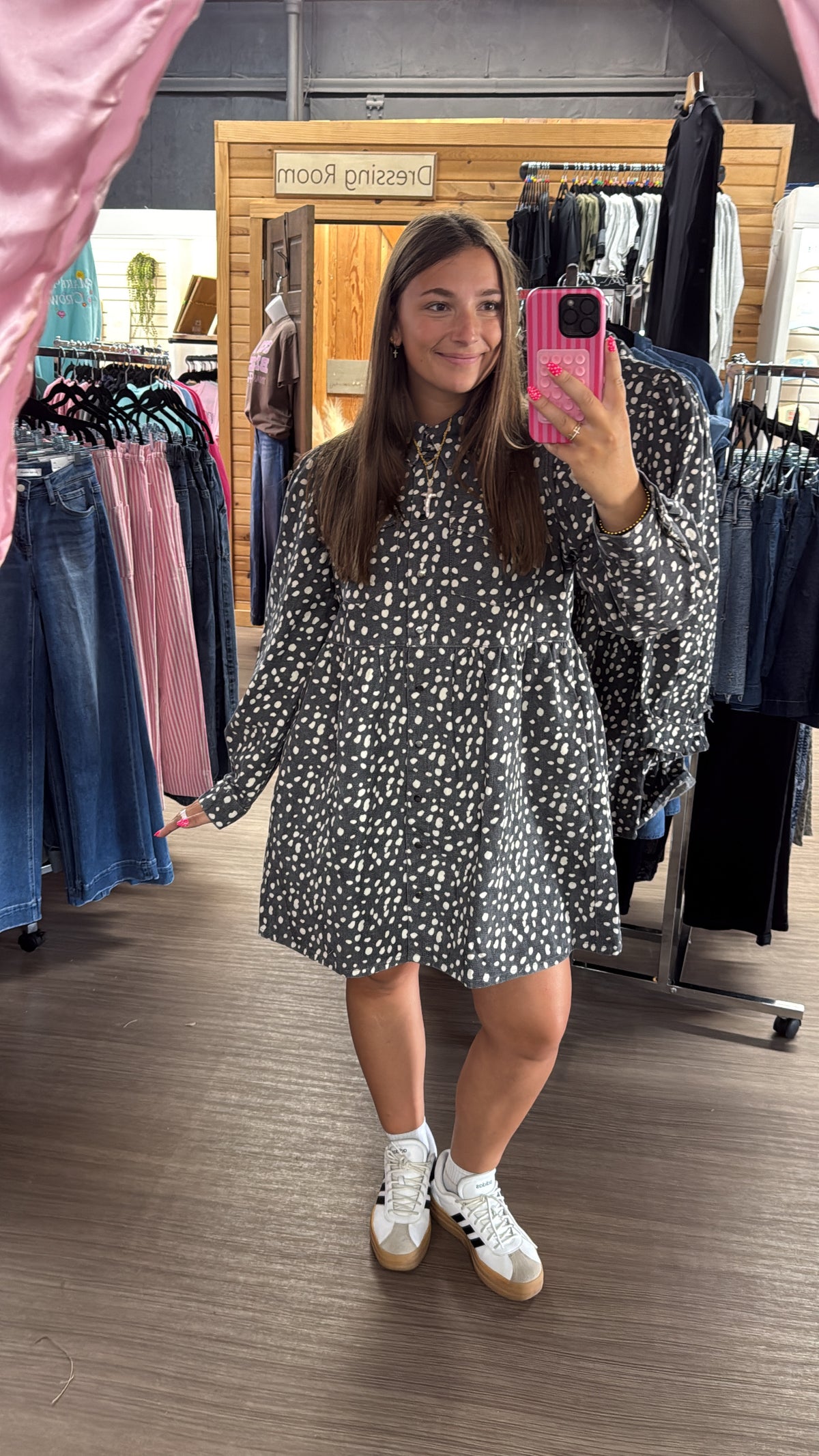 Charcoal Fawn Print Dress