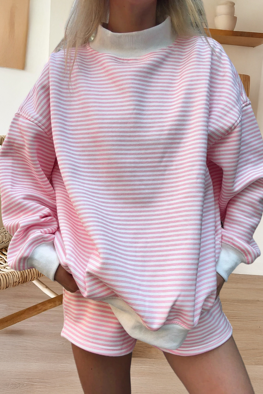 Stripe Mock Neck Matching Set