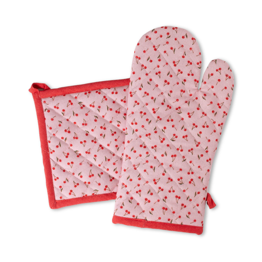 Cherries Oven Mitt and Potholder Set