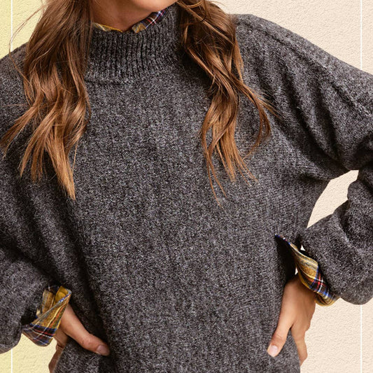 Charcoal Mock Neck Sweater