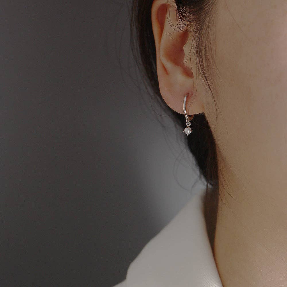 Pearl Dangle Hoop Earring
