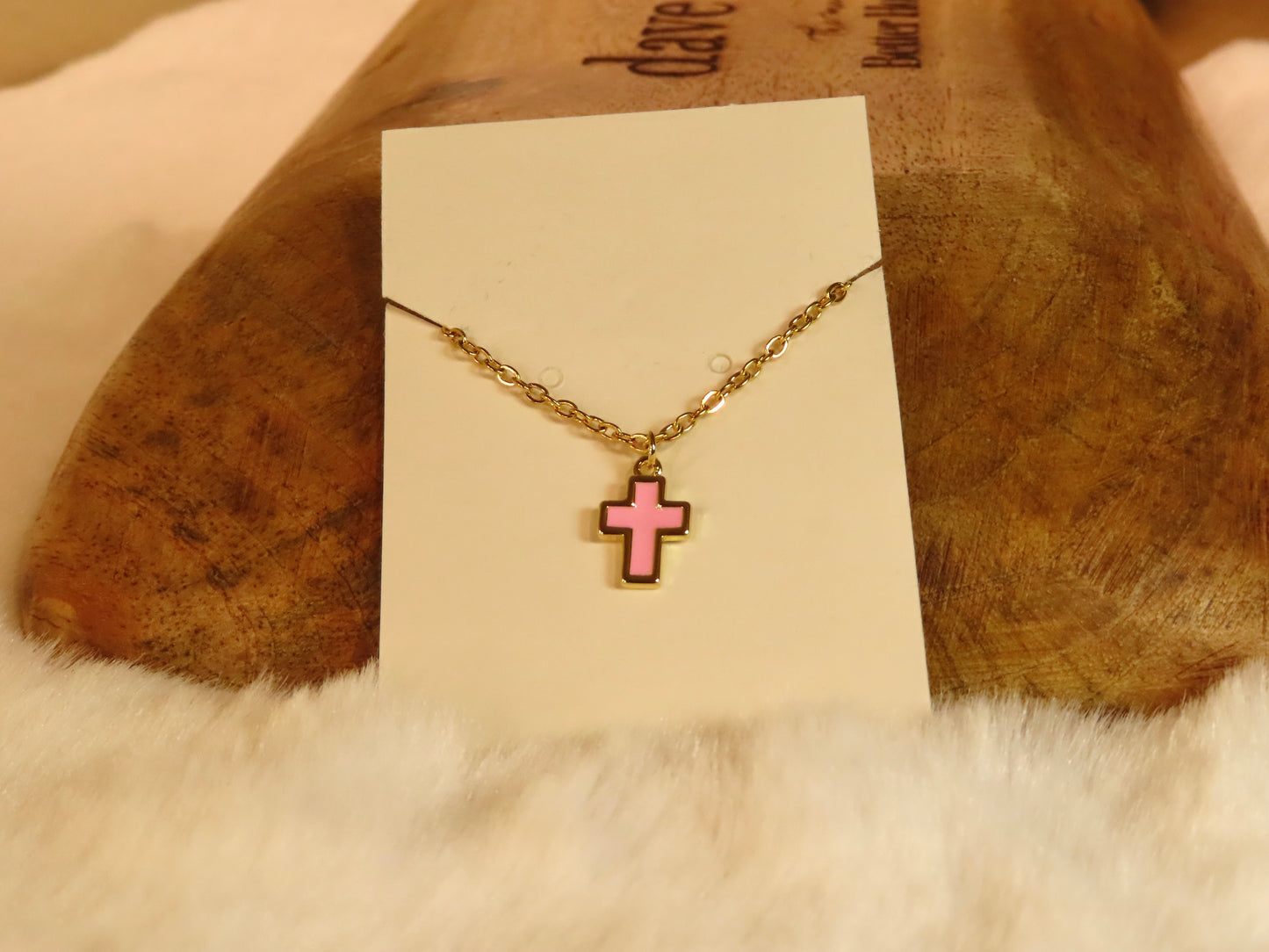 Colored cross necklace- gold