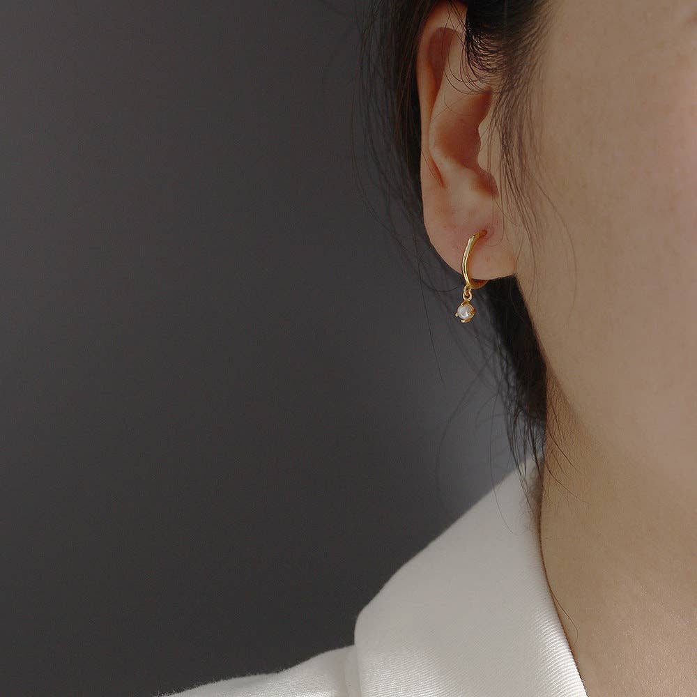 Pearl Dangle Hoop Earring