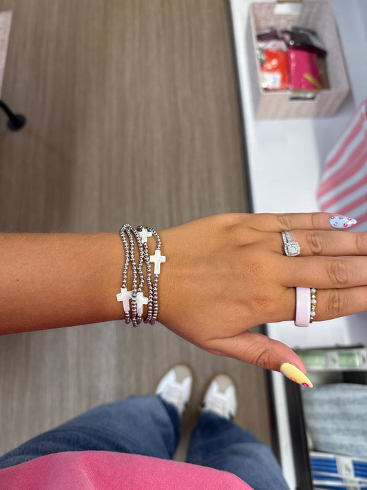 Silver Beaded Stack