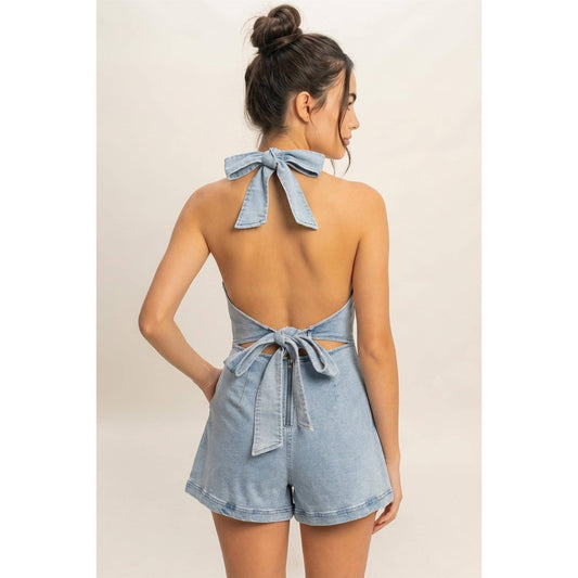 Denim Halter Romper