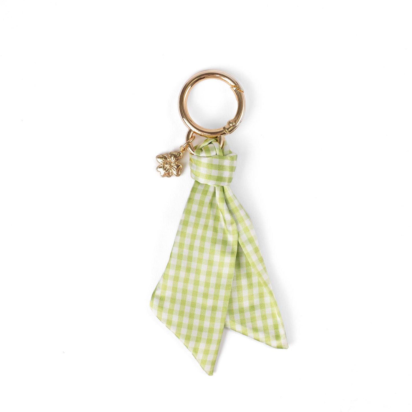 Green Gingham Satin Keychain