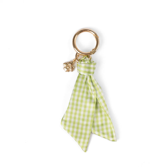 Green Gingham Satin Keychain