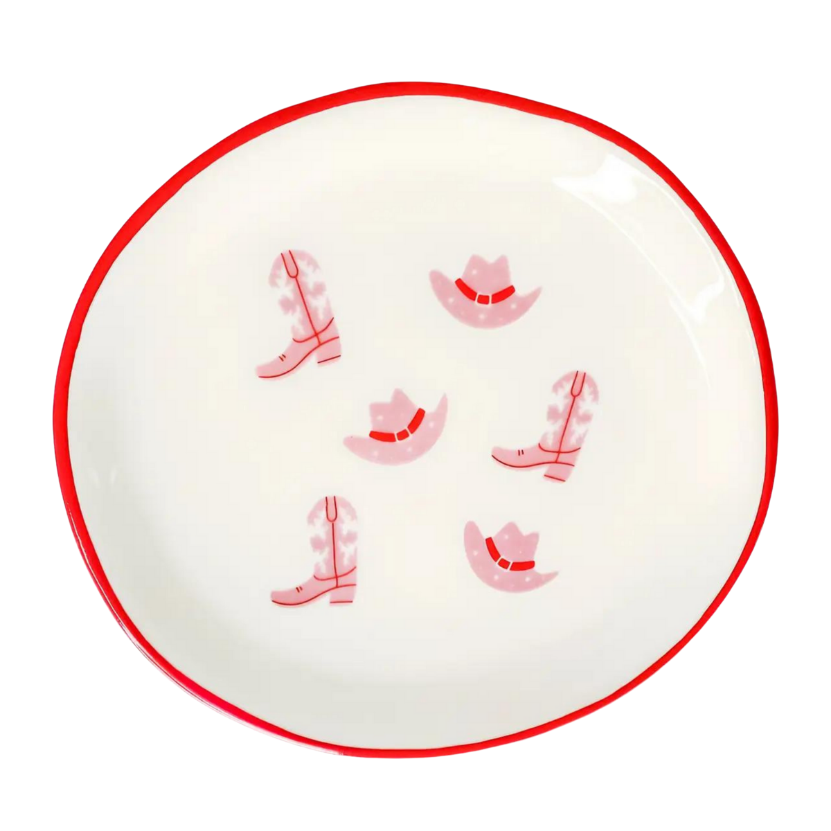 Round Trinket Tray Cowgirl Boot & Hat