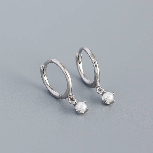 Pearl Dangle Hoop Earring