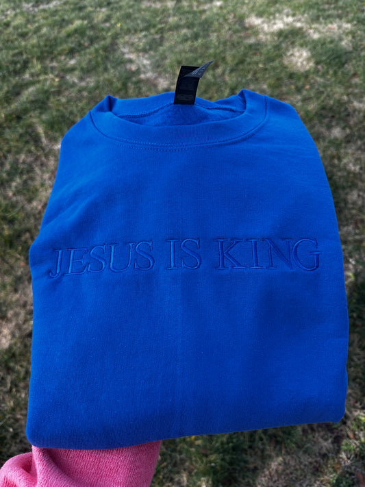 Jesus is King embroidered crewneck