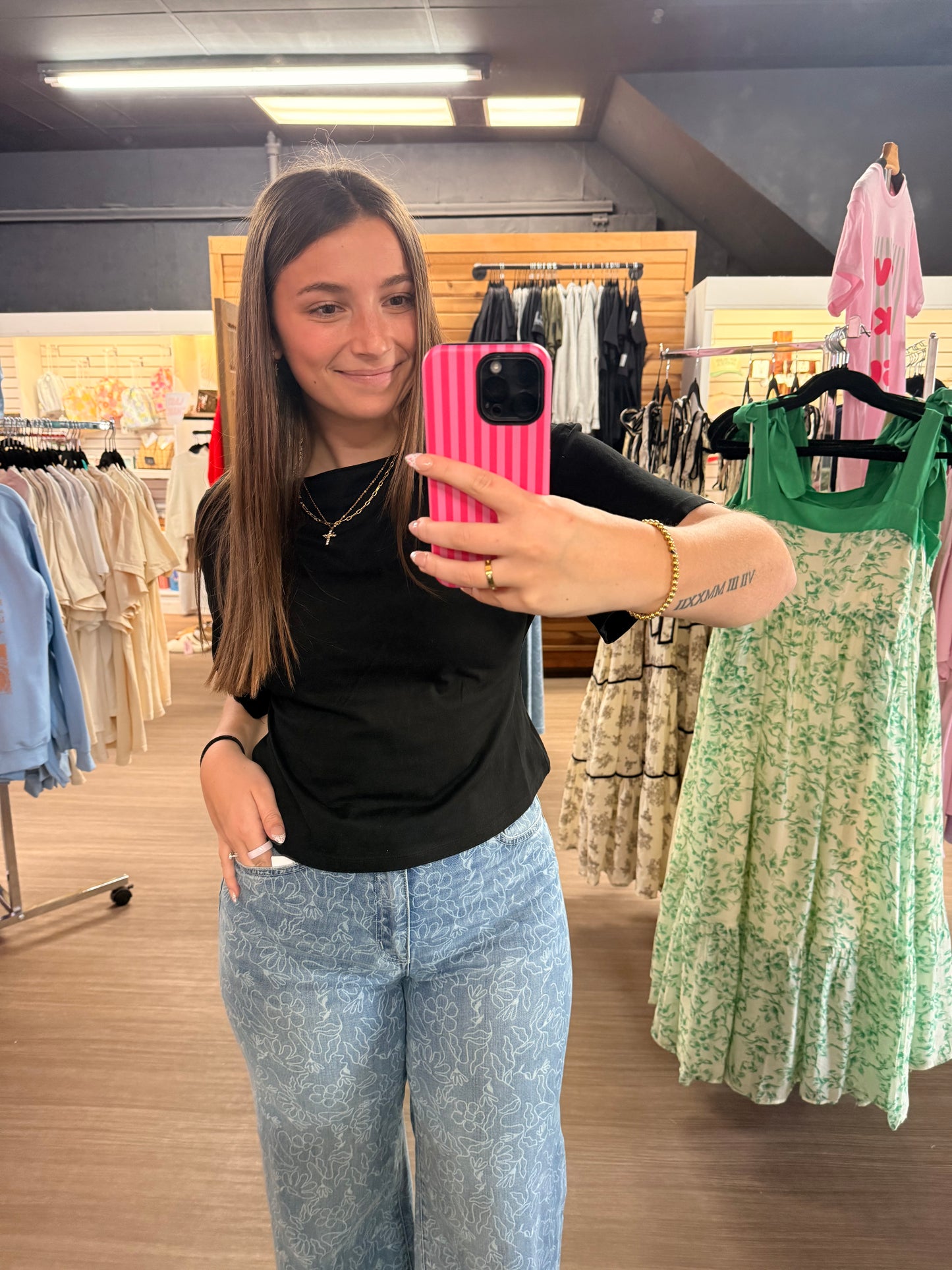 Boat Neck Silhouette Cotton Top