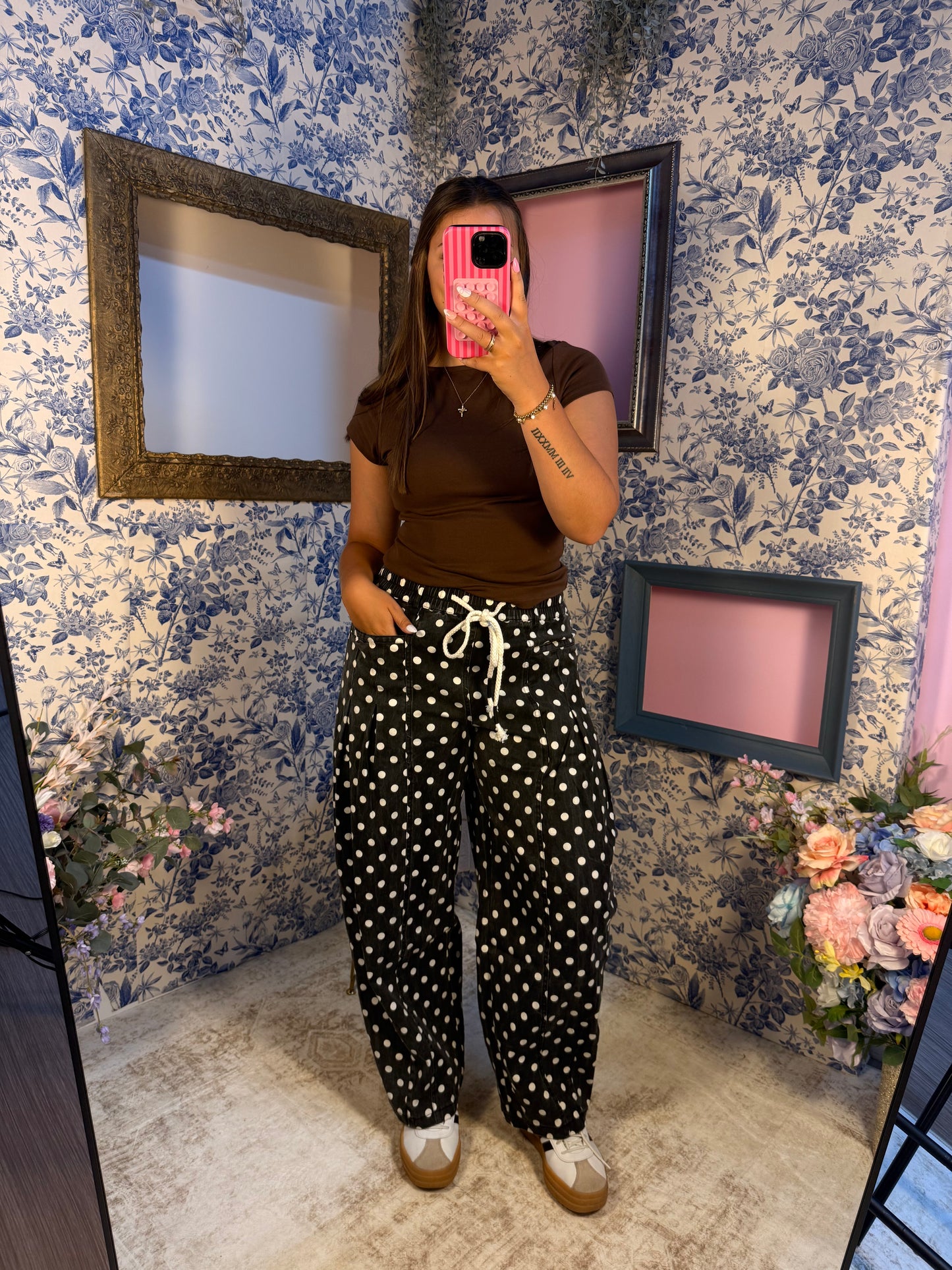 Polka Dot Barrel Pants