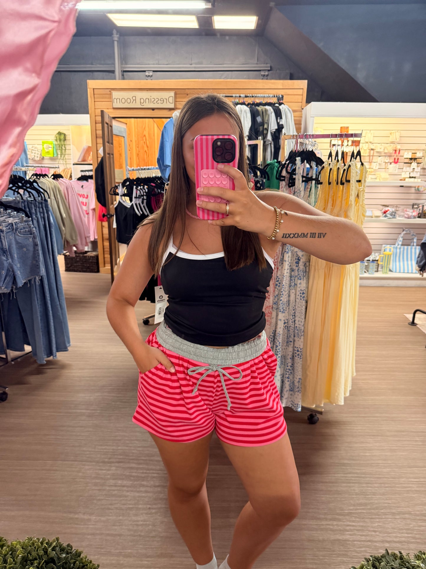 Electric Pink Stripe Shorts